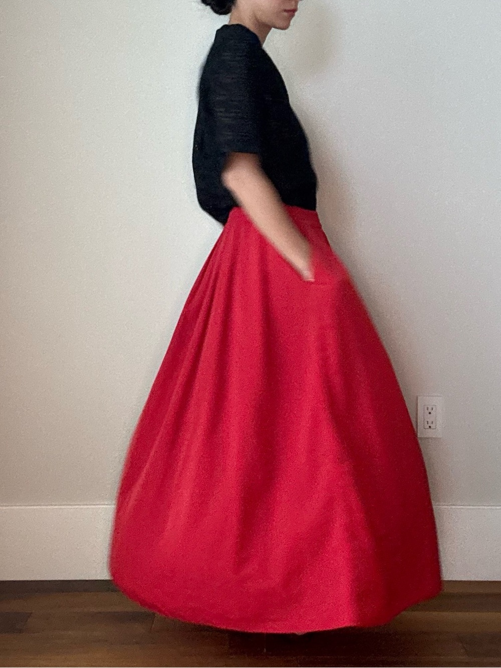Red Full-Length Skirt ZARA